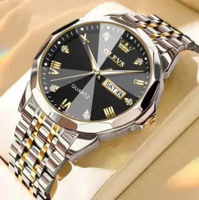 OLEVS men's watch by L with a sleek design, featuring a stainless steel band and a round dial.