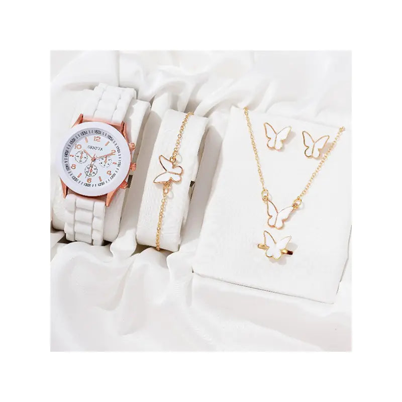 5pcs Set Women's Steel Band Quartz Watches with Gift Box