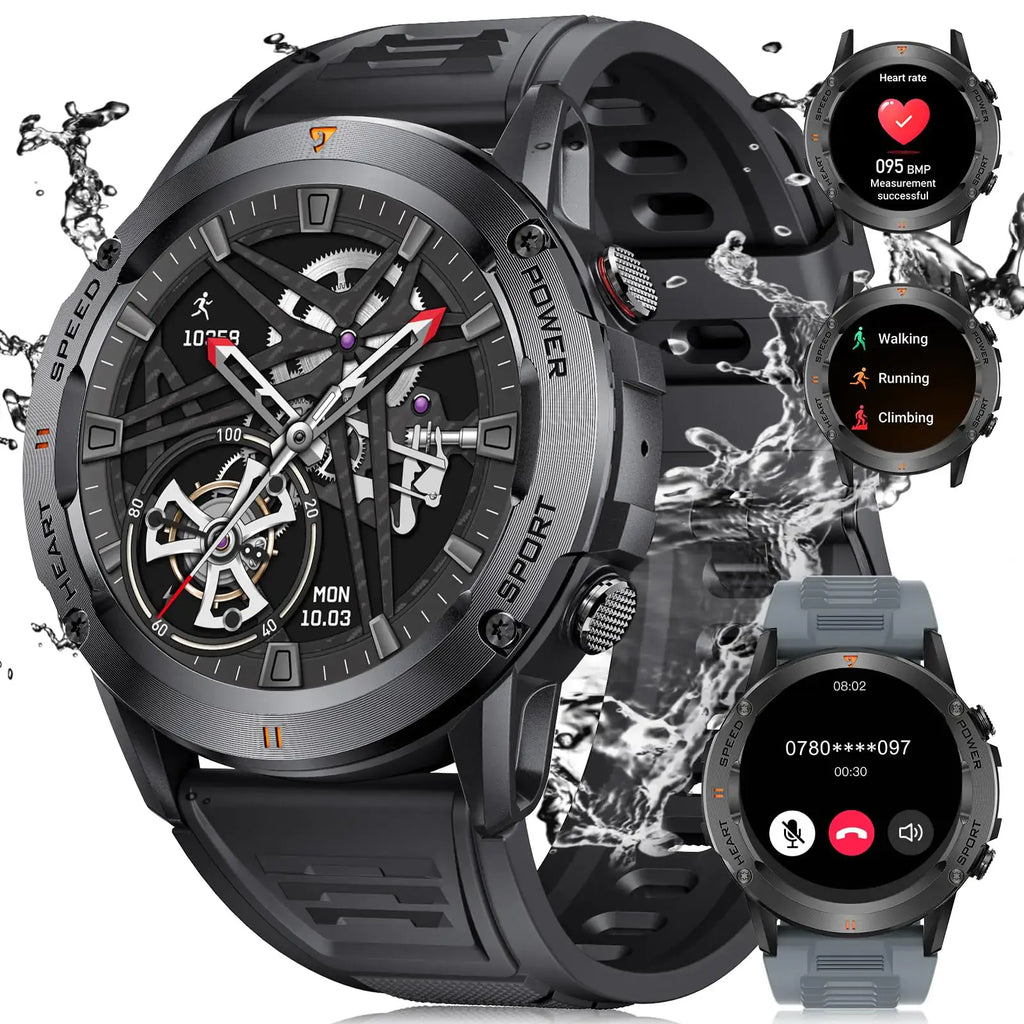 LIGE smart watch for men with 1.39" IPS screen, fitness tracking, heart rate monitor, and rugged design.