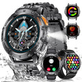 L ESFOE Smart Watch for Men with AMOLED display, three straps, and 5ATM waterproof fitness tracking features.