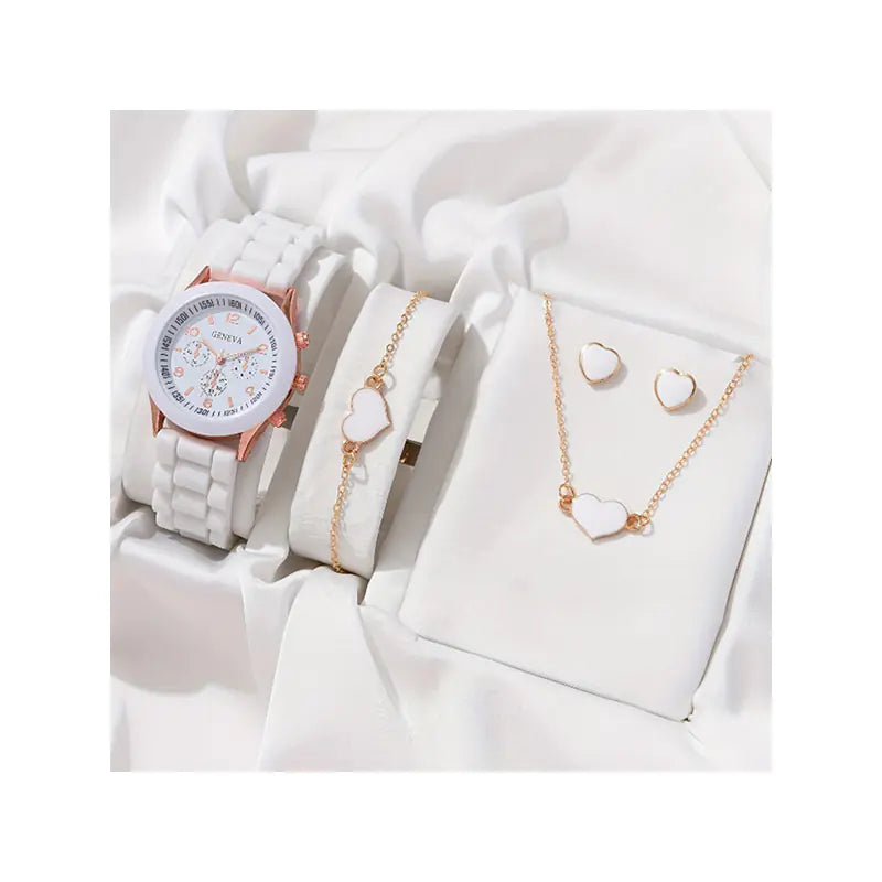 5pcs Set Women's Steel Band Quartz Watches with Gift Box