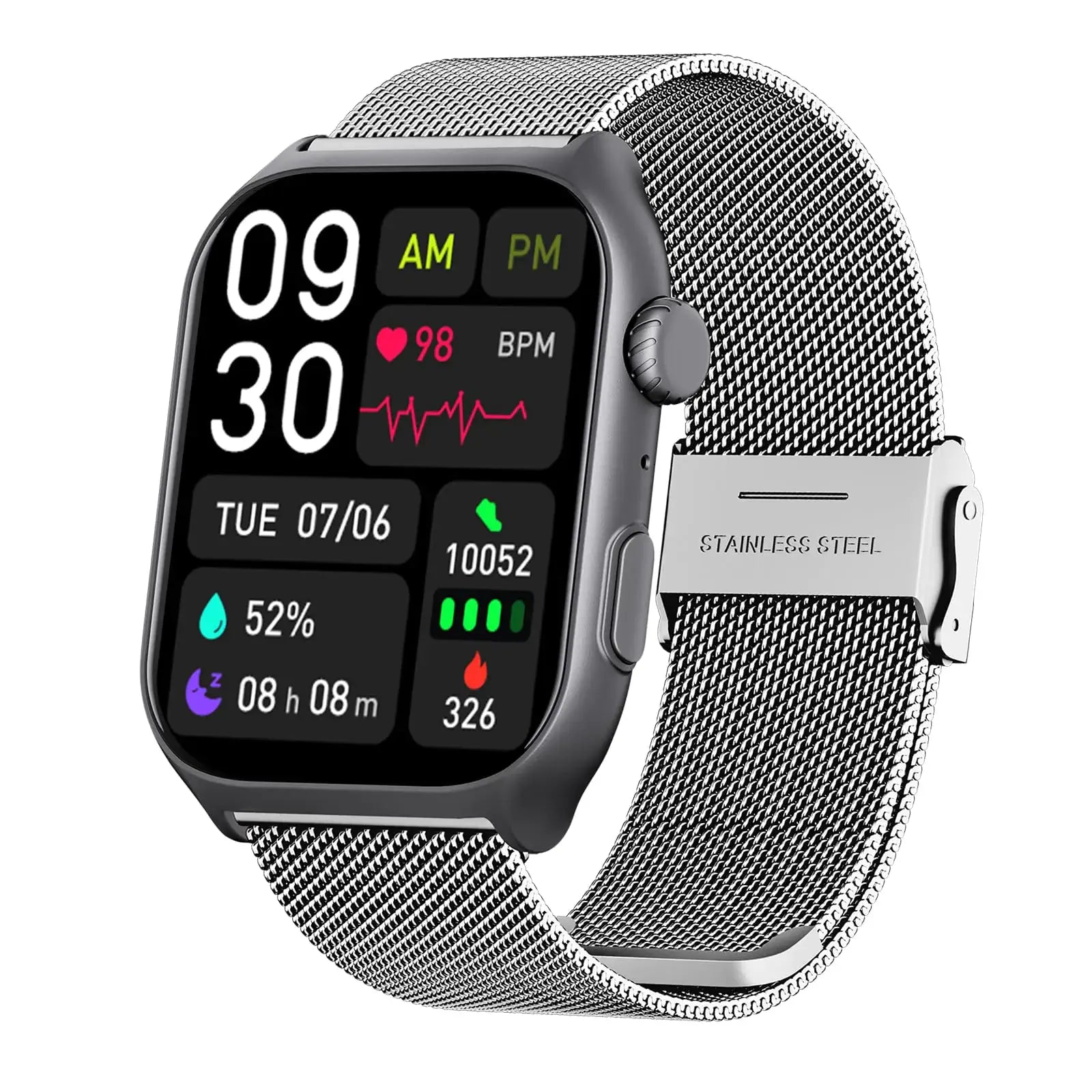 L brand affordable quality watches silver stainless steel mesh strap smartwatch