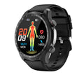 Affordable smart watch for men with black strap and health monitoring display