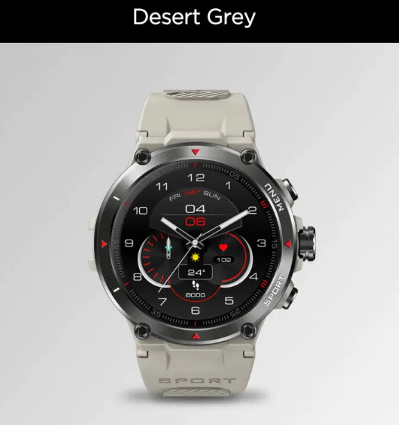 L desert grey premium affordable watches front view with sport strap
