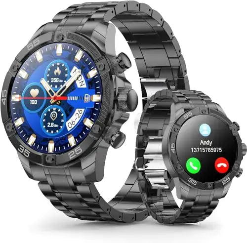 Luxury L smart watch for men, 1.53" display, IP67 waterproof, fitness tracker with heart rate and sleep monitor.