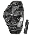 L brand black premium affordable watches with diamond accents side view and adjustment tool