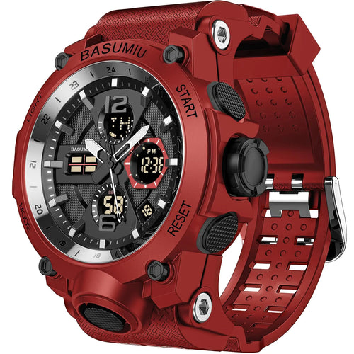 L Basumiu red premium affordable watches rugged design side view